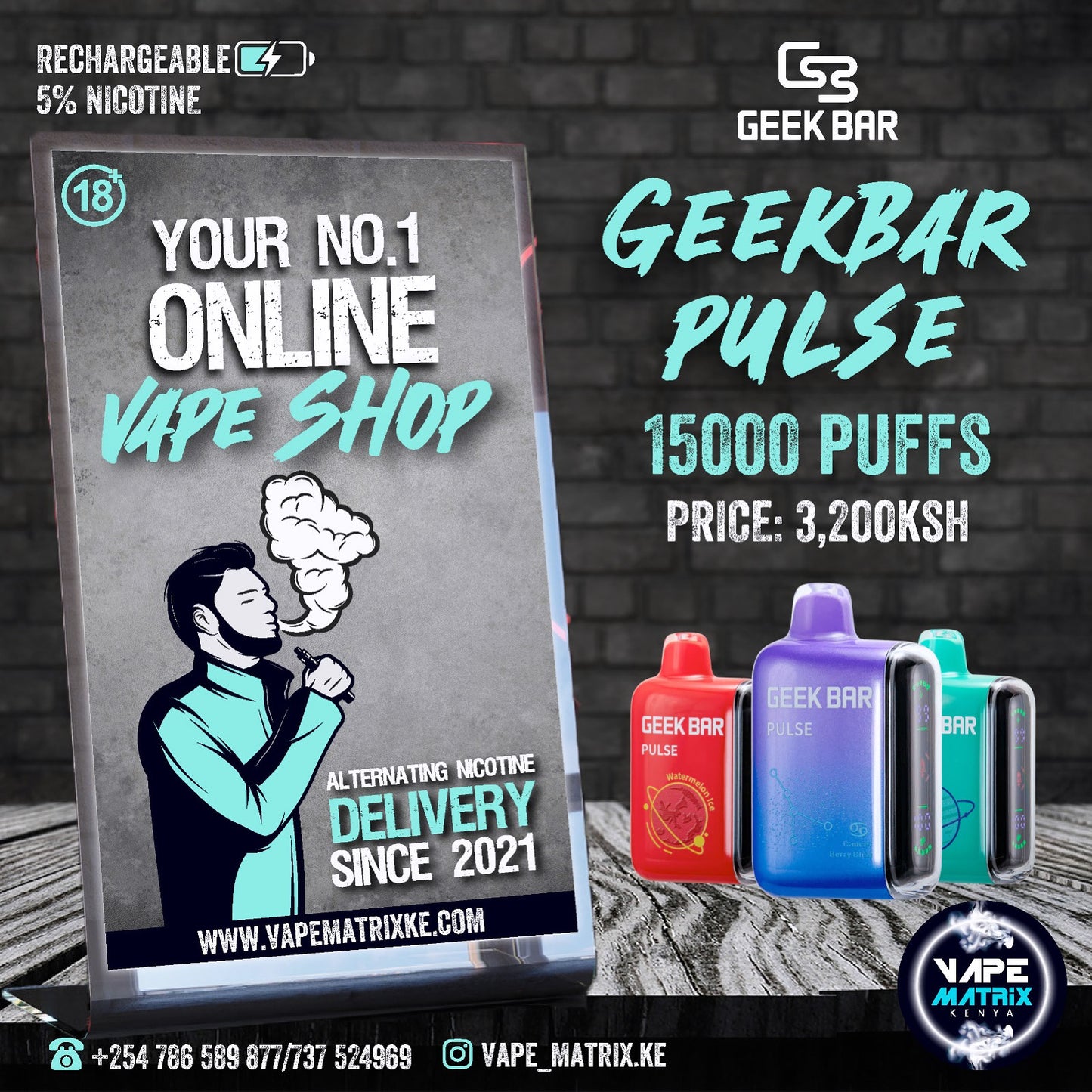 GEEKBAR PULSE 15, PUFFS 5% NIC