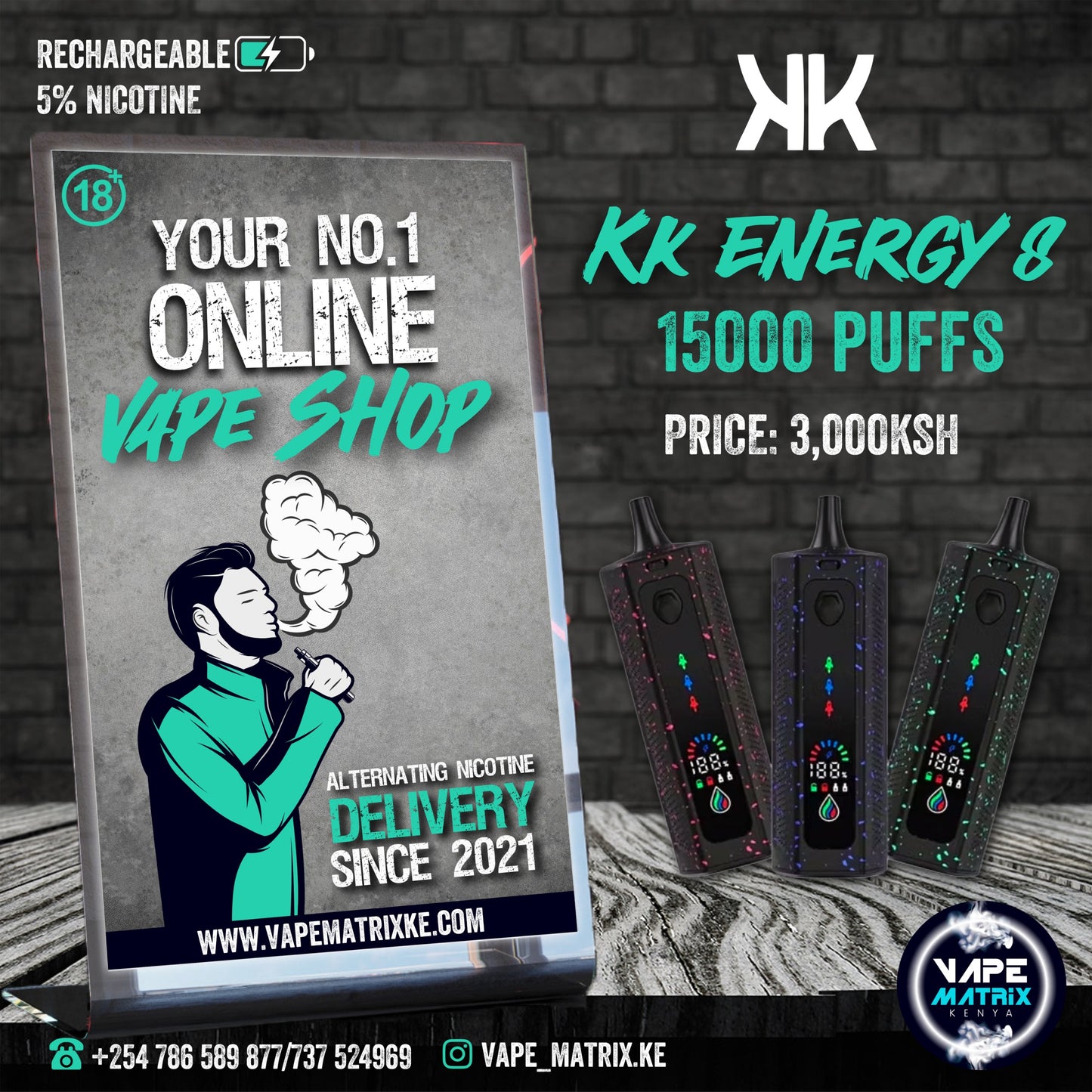 ECK KK ENERGY 12 15,000 PUFFS 5% nic