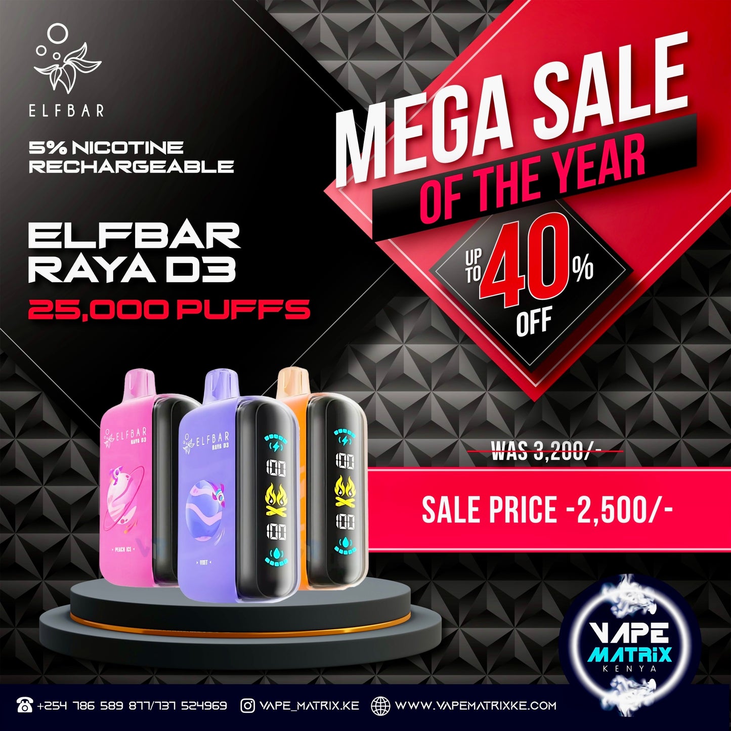 ELFBAR RAYA D3 25,000 PUFFS