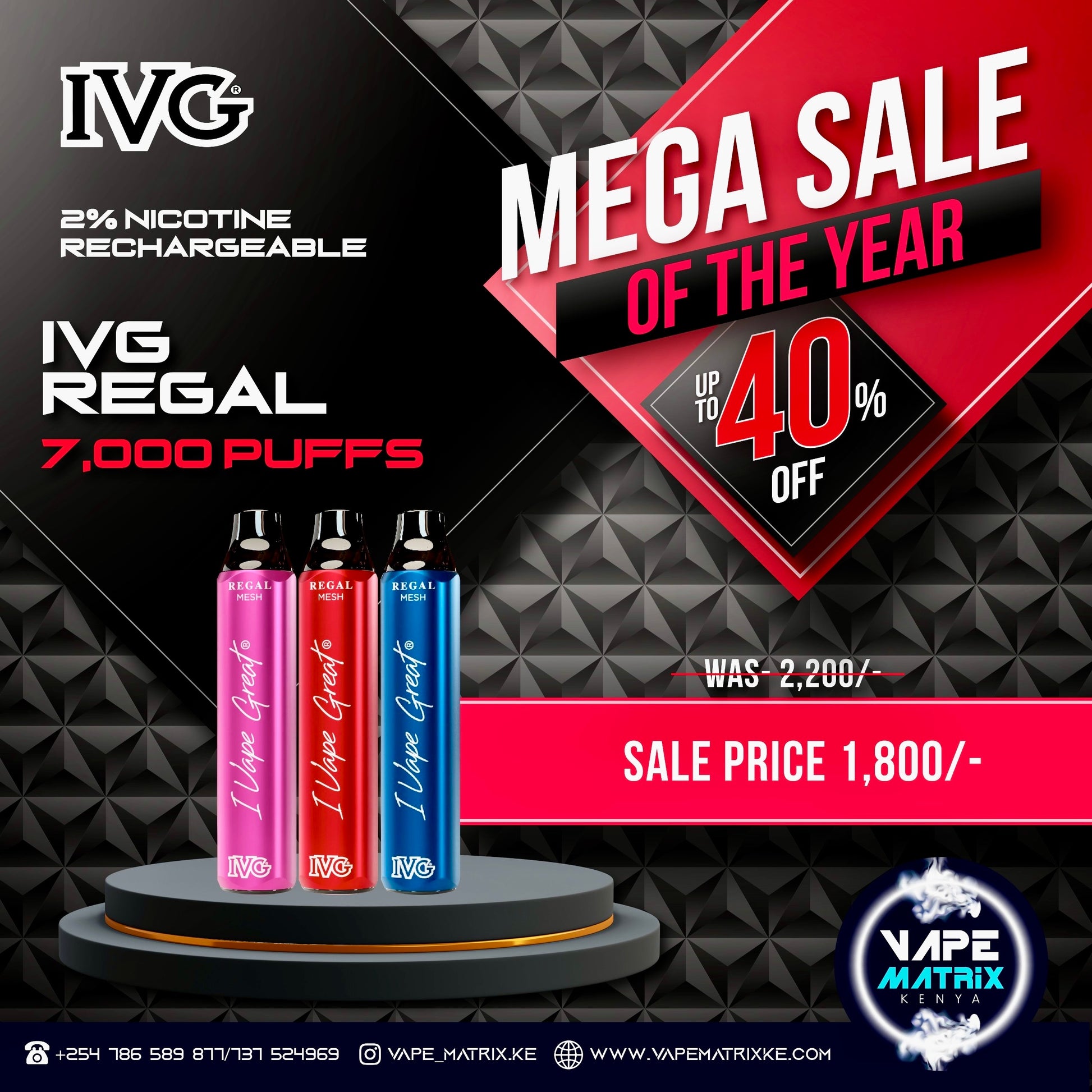 IVG REGAL 6 PUFFS 2%nic Vape Matrix Kenya IVG REGAL 6 PUFFS 2%nic Vape Matrix Kenya