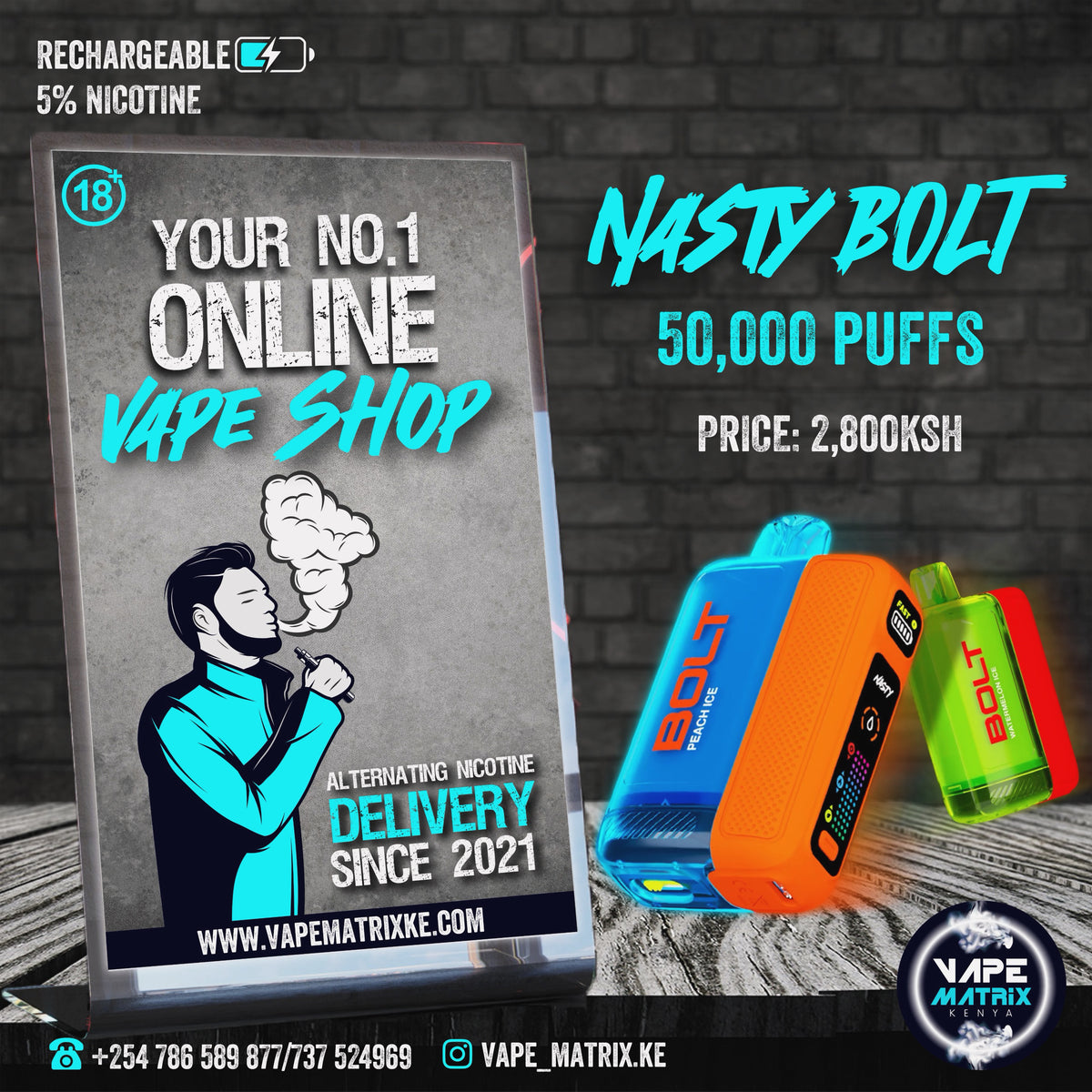 NASTY BOLT 50,000 PUFFS