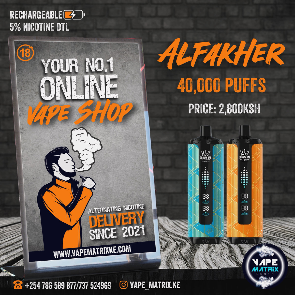 AL FAKHER CROWN BAR 40,000 PUFFS 5mg Nicotine